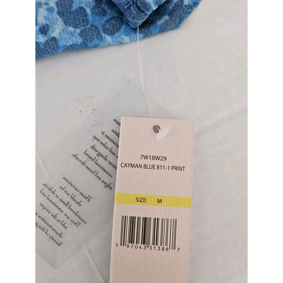 Nanette Lepore Cayman Blue Blouse Long Sleeves Flowy Fabric Nwt Elastic Cuff Med - Picture 9 of 11